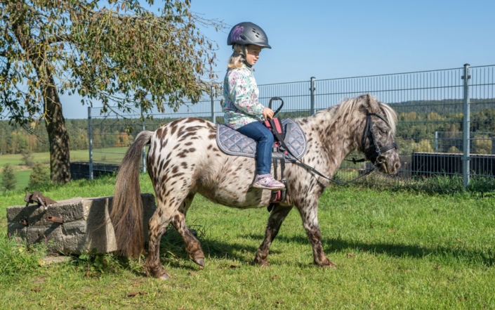 Kind reitet auf einem Pony